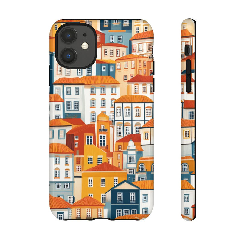 Kleurrijke Huisjespatroon met Glanzende Afwerking