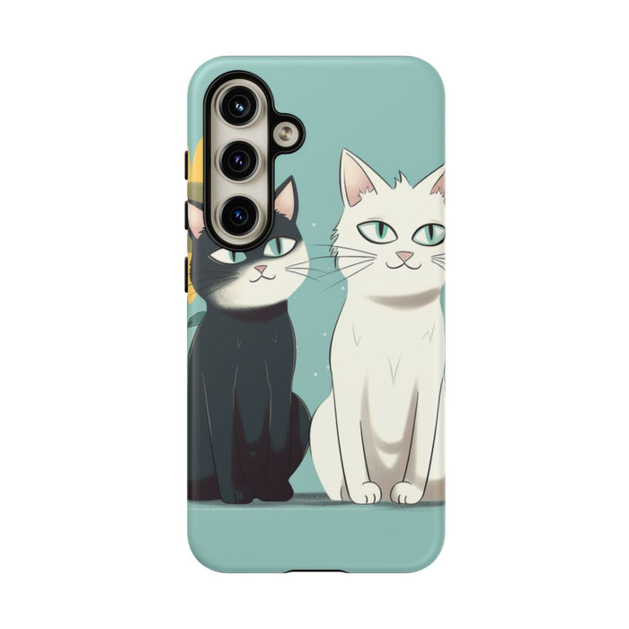Twee Cartoonkatten met Zonnebloem