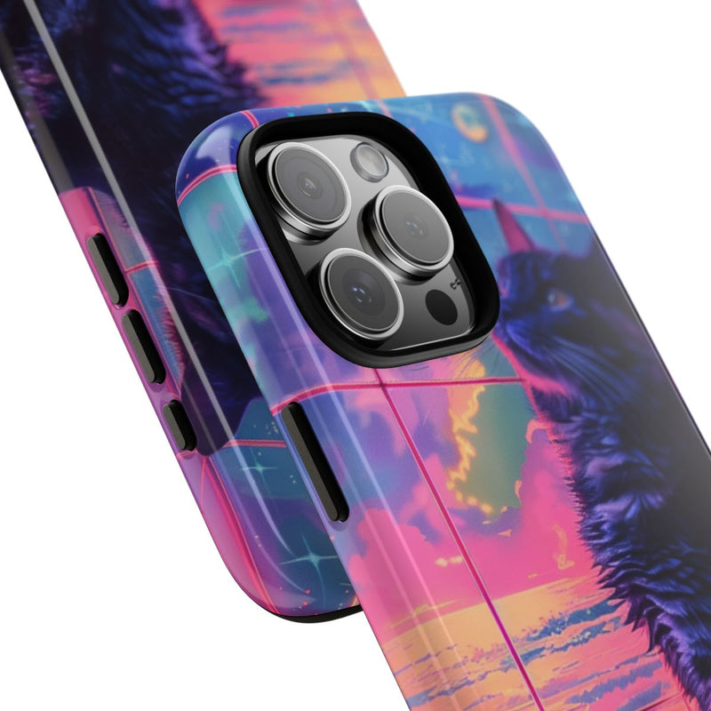 Lofi Vaporwave Kat met Neonlucht