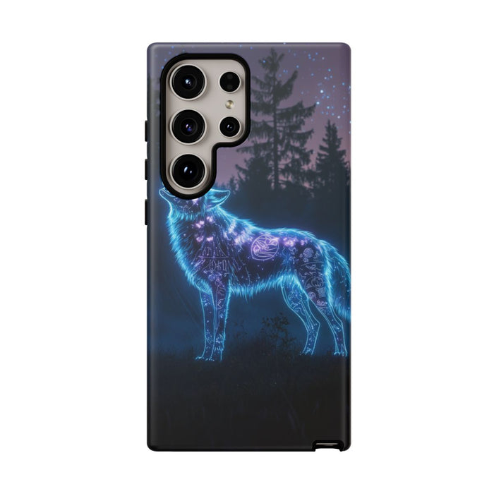 Gloeiende Wolf Huilend Onder Sterren
