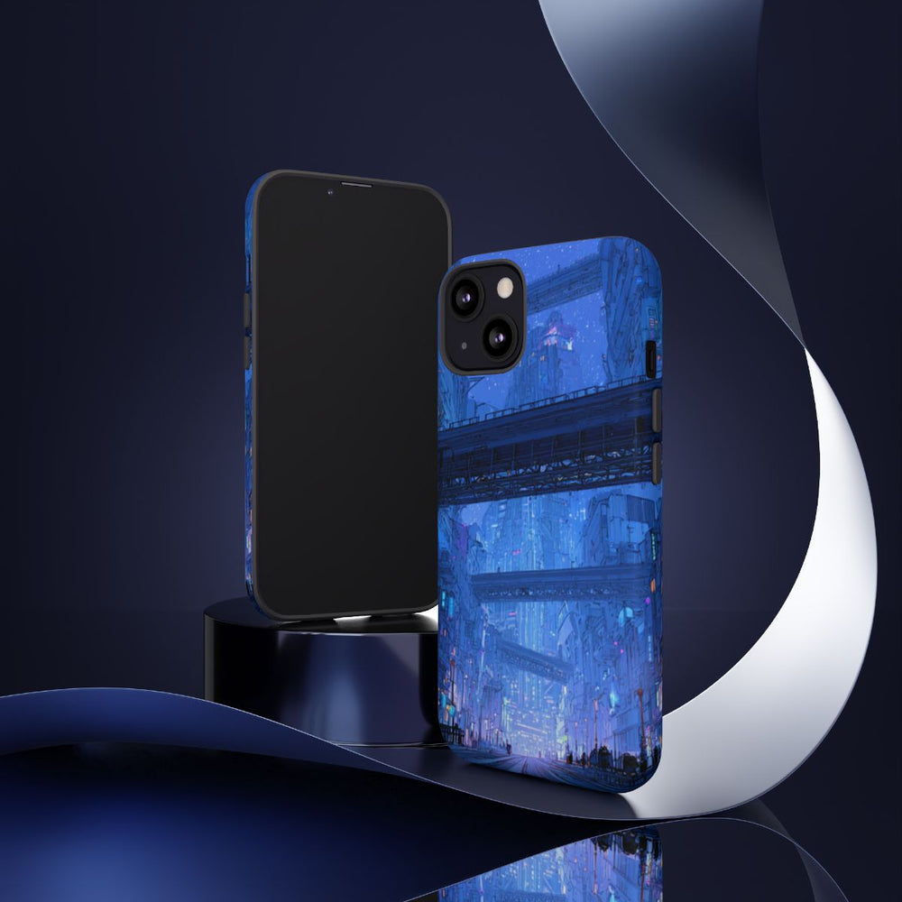 Futuristische Blauwe Stadsstraat