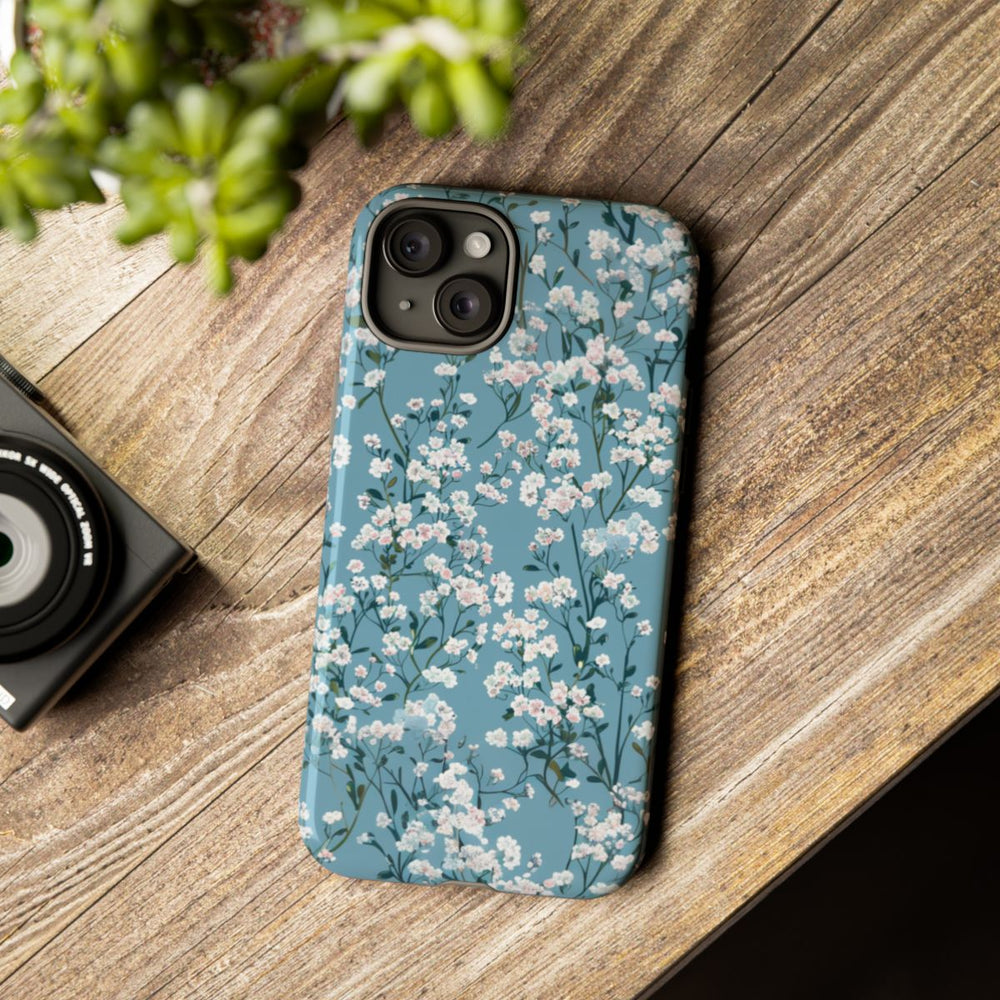 Luchtige Witte Gipskruid Bloemen op Zachtblauwe Achtergrond