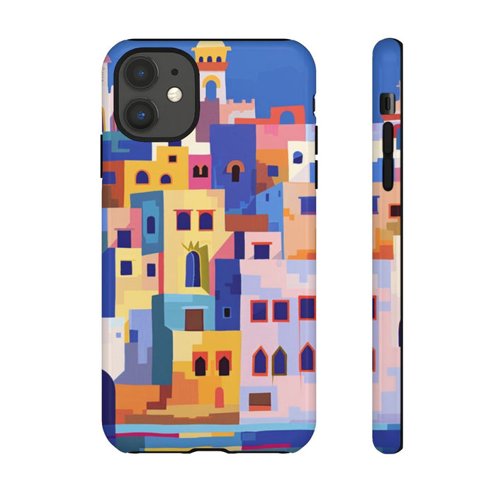 Kleurrijke Illustratie van een Kuststad