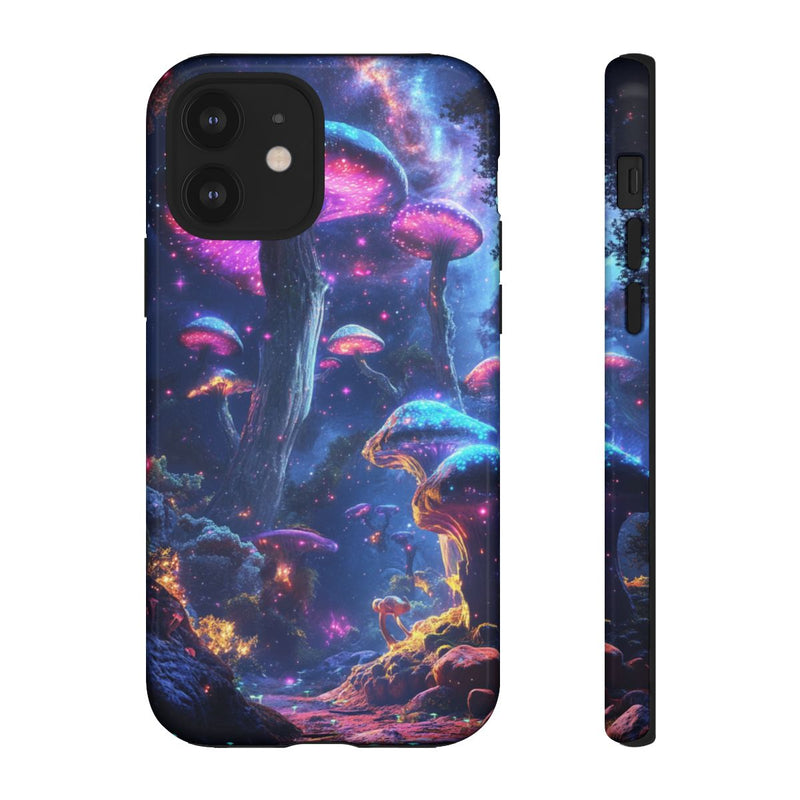 Glinsterende Bioluminescente Paddenstoelen in Kosmische Nacht