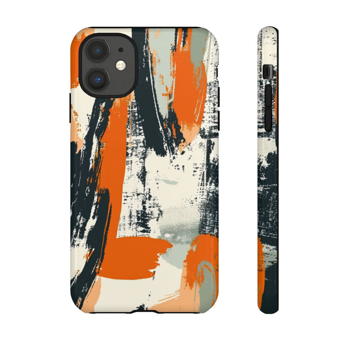 Abstract Oranje-Zwart Penseelstrepenpatroon