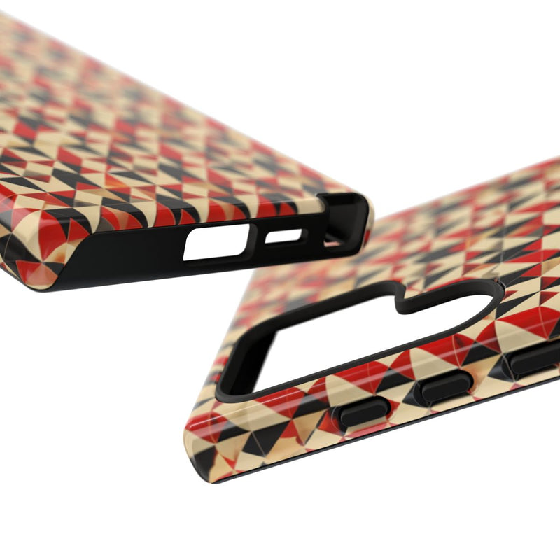 Geometrisch Abstract Patroon in Rood en Zwart