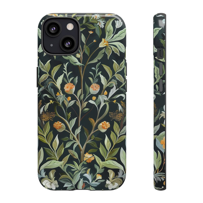 Gedetailleerde Botanische Illustratie met Oranje Bloemen