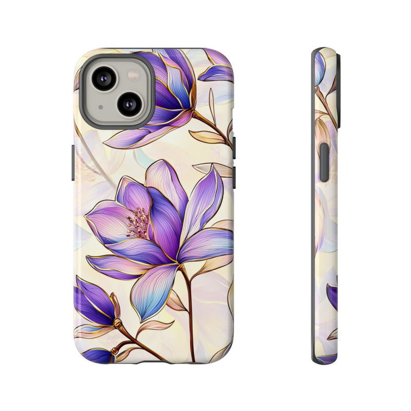 Paarse Magnolia's met Bloemenpatroon