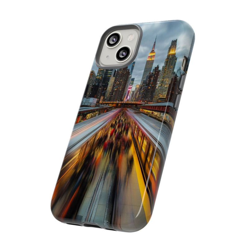 Stedelijke Skyline met Bewegende Metro