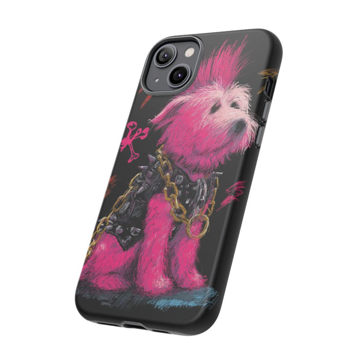 Punk Hond met Roze Hanenkam Illustratie
