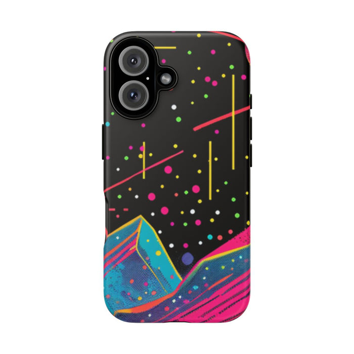 Neon Kosmisch Landschap met Planeten en Zon
