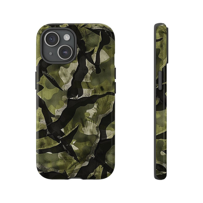 Groen Camouflagepatroon met Zwarte Abstracte Vormen