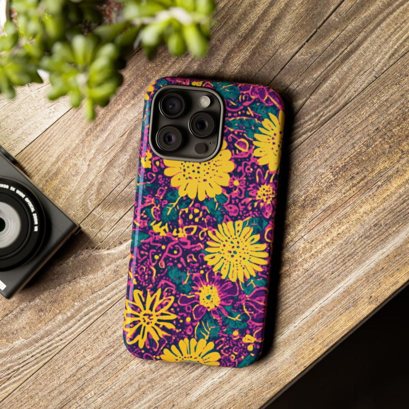 Gele en Paarse Bloemenprint