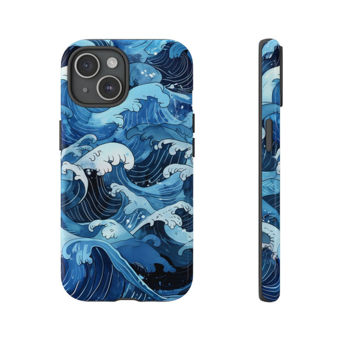 Handgetekende Japanse Stijl Oceaangolven