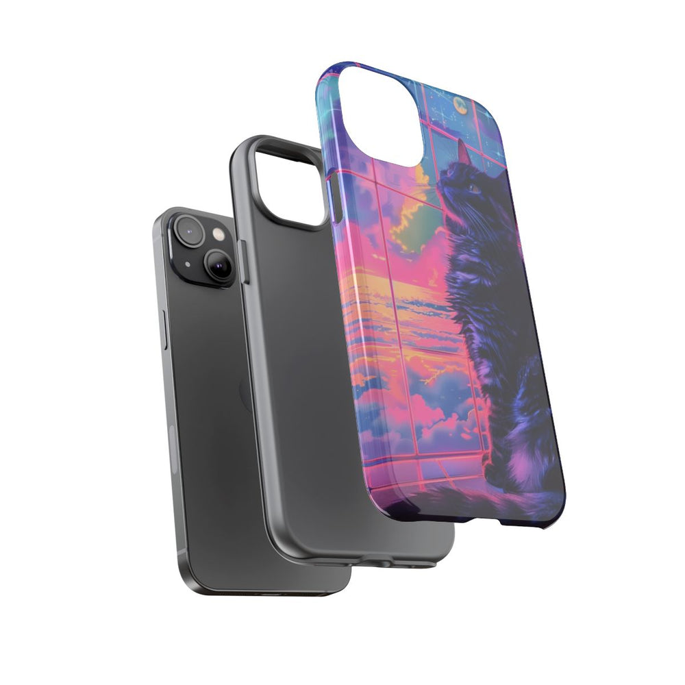 Lofi Vaporwave Kat met Neonlucht