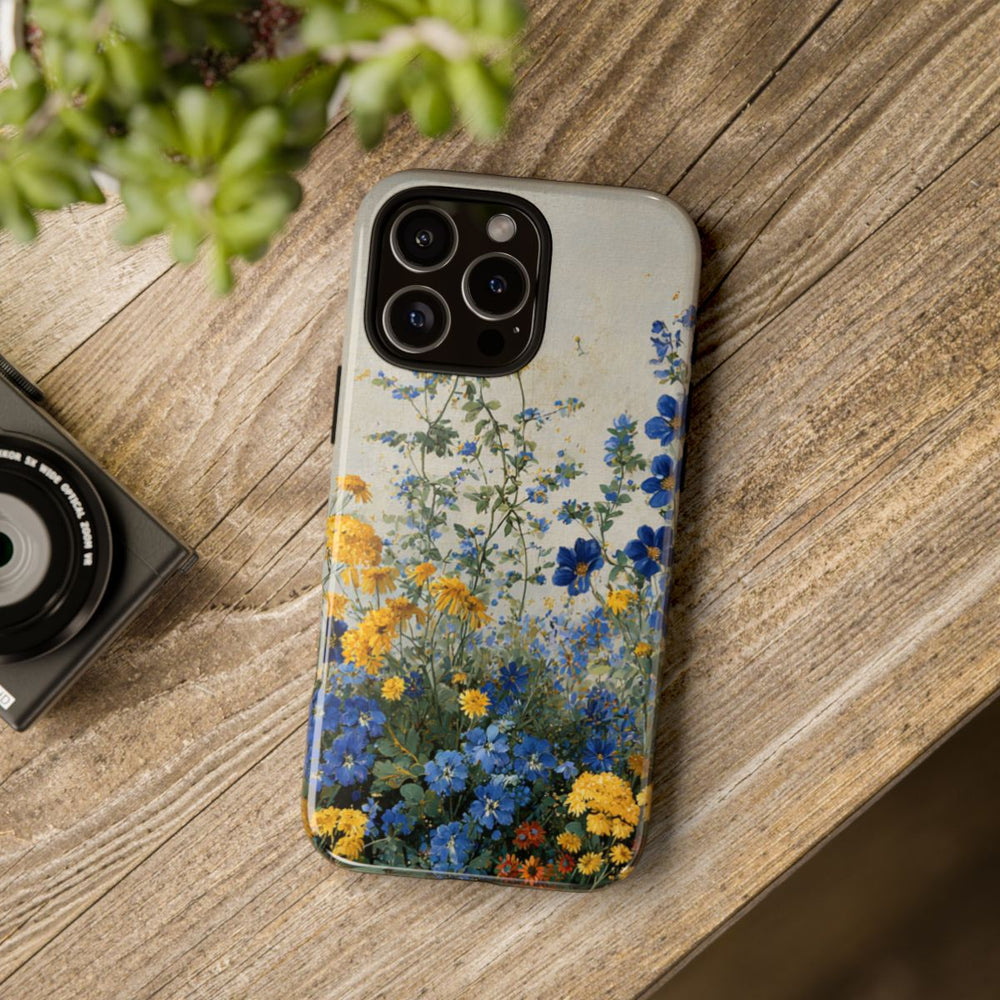 Blauwe en Gele Wilde Bloemen