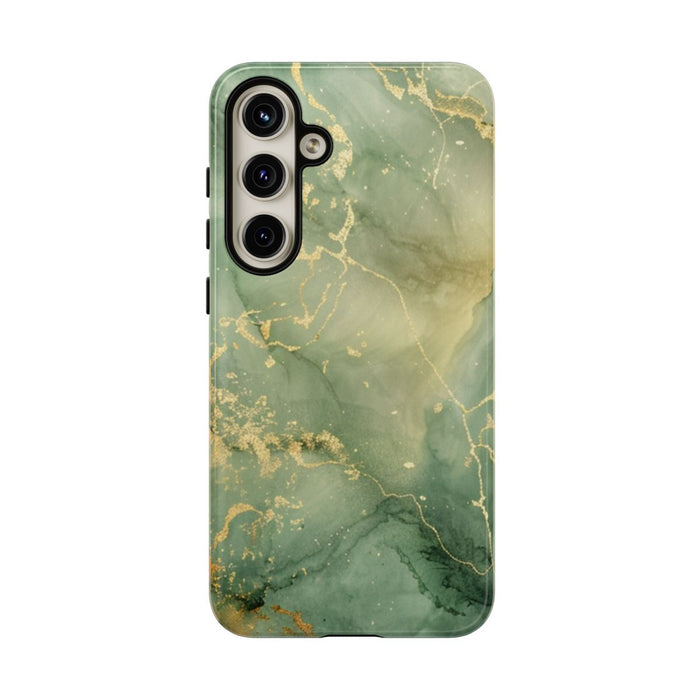 Groene en Gouden Marmer Abstract