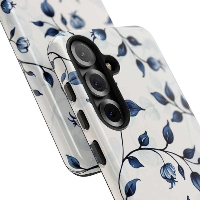 Blauw Bloemenrankenpatroon