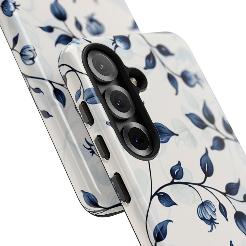 Blauw Bloemenrankenpatroon