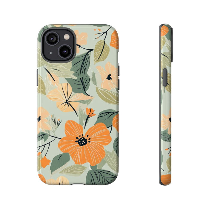 Oranje en Perzik Bloemenpatroon