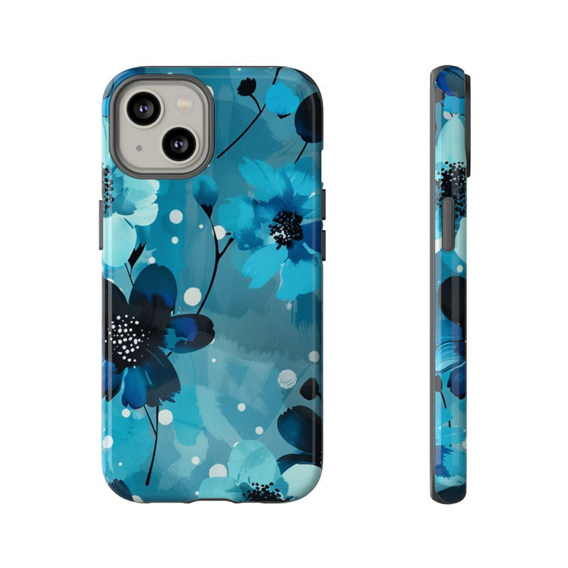 Blauw Bloemenpatroon met Stippen