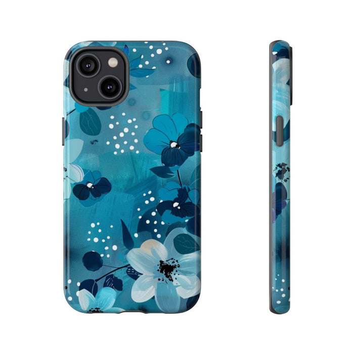 Turquoise Bloemenpatroon met Stippen