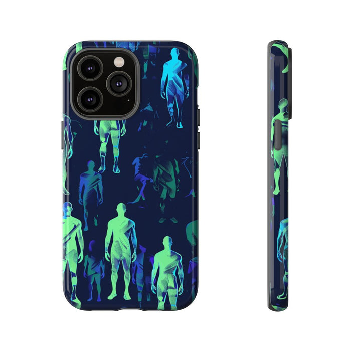 Blauw-Groene Neon Figurenpatroon