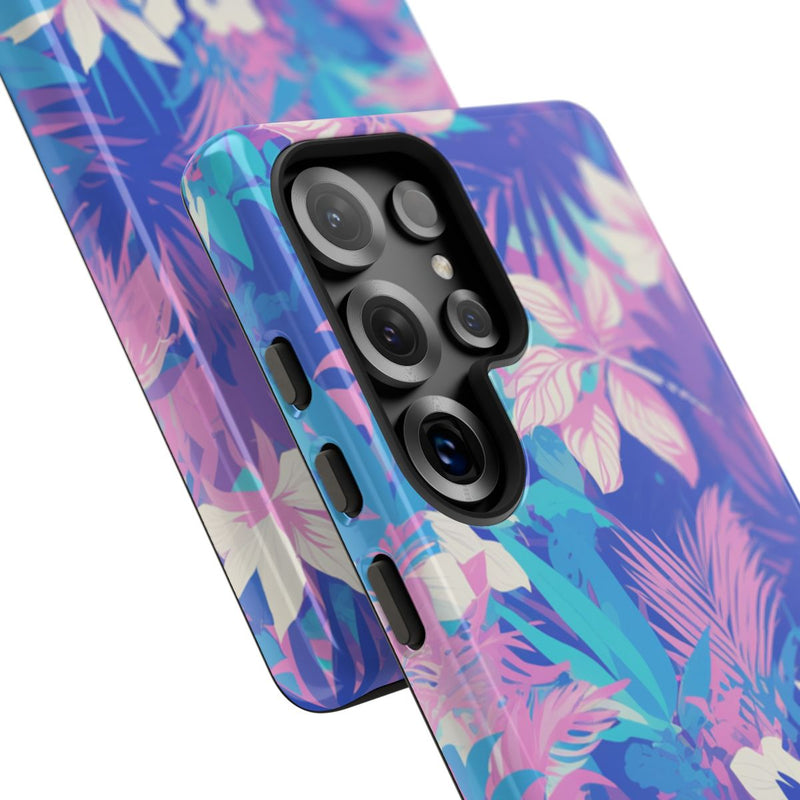 Tropisch Bloemenpatroon in Paars en Cyaan