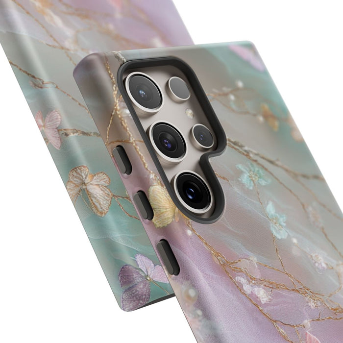 Iridescerende Pastel Vlinders en Rankmotief