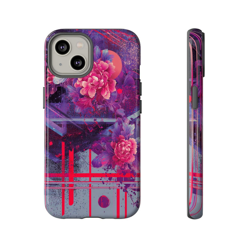 Abstracte Neonbloemen en Geometrie