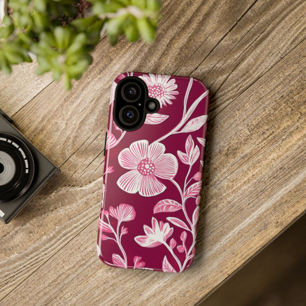 Roze en Witte Bloemenprint
