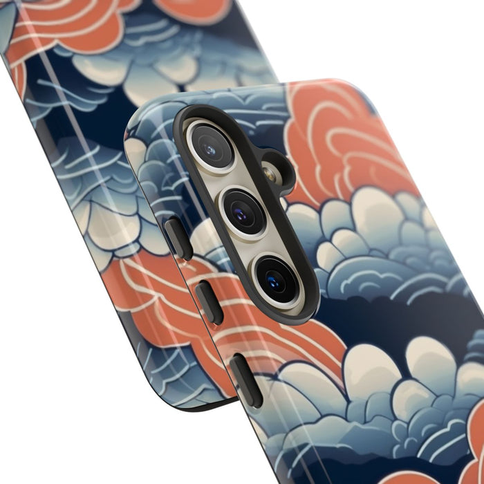 Gestileerd Wolkenpatroon in Blauw en Oranje