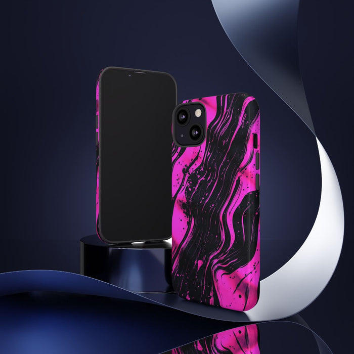 Neonroze en Zwart Abstract Patroon