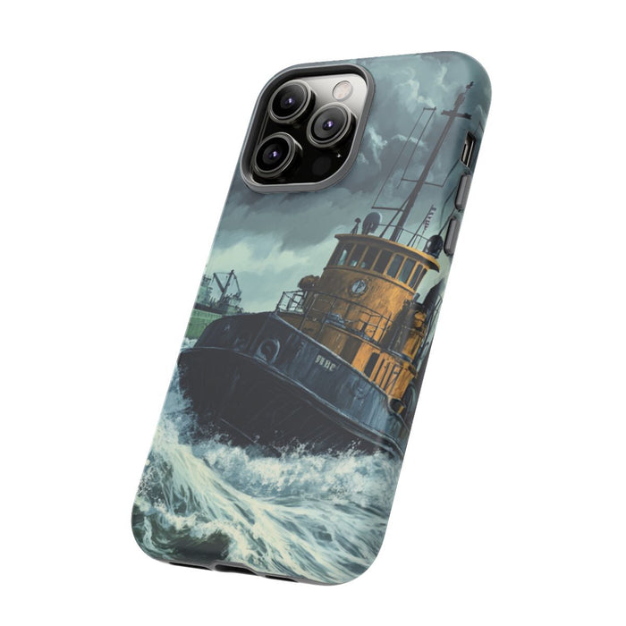 Sleepboot Sleept Vrachtschip op Woeste Zee