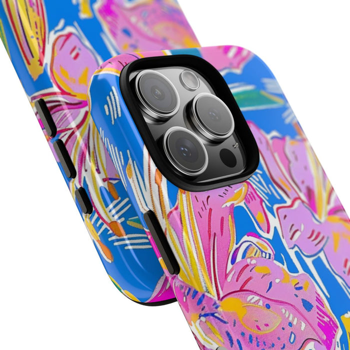 Felroze en Gele Bloemenprint