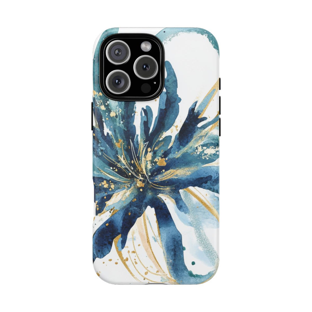 Abstracte Blauwe Bloemen Waterverf Ontwerp