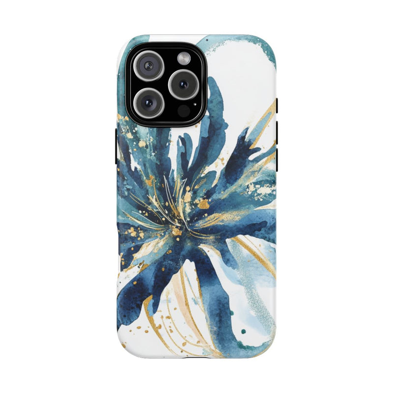 Abstracte Blauwe Bloemen Waterverf Ontwerp
