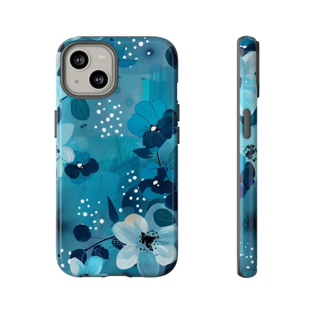 Turquoise Bloemenpatroon met Stippen