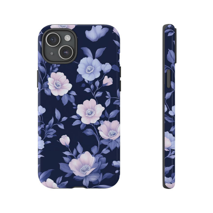 Elegant Blauw-Roze Bloemenpatroon