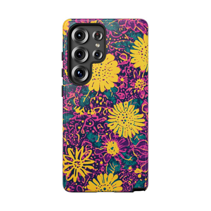 Gele en Paarse Bloemenprint