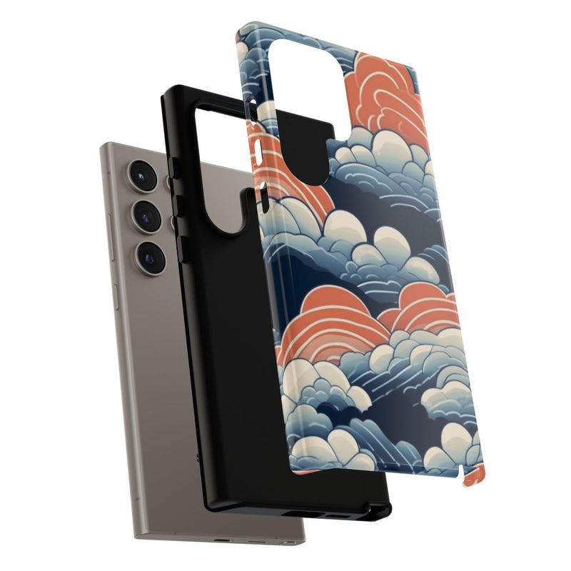 Gestileerd Wolkenpatroon in Blauw en Oranje