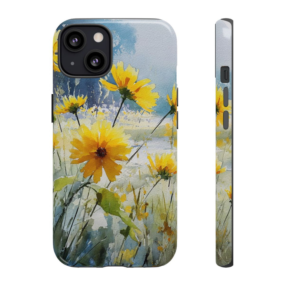 Gele Zonnebloemen in Pastelkleurig Landschap