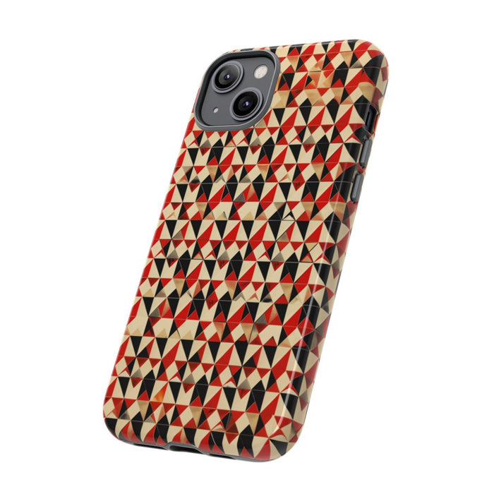 Geometrisch Abstract Patroon in Rood en Zwart