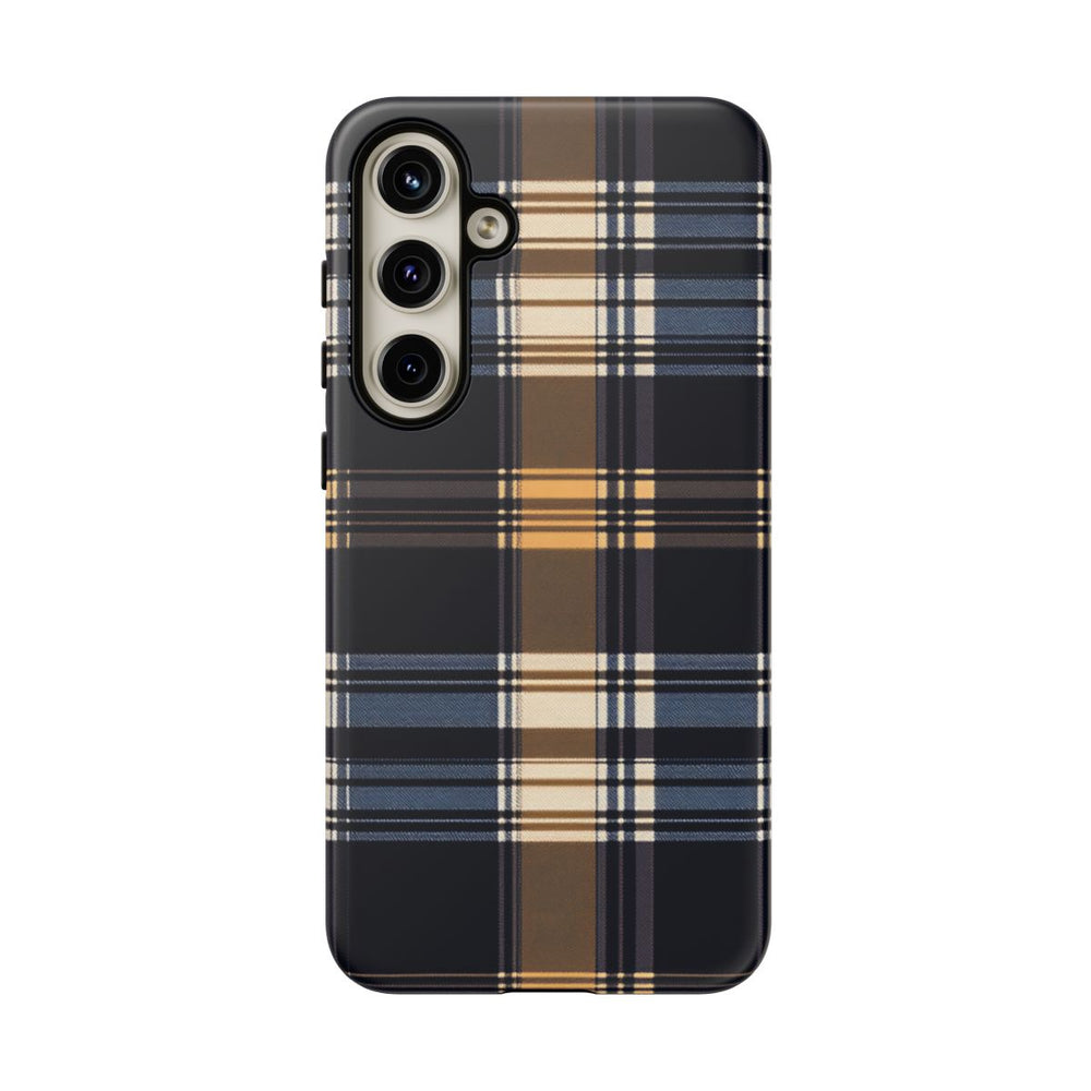Caramel en Donkerblauw Geruit Patroon