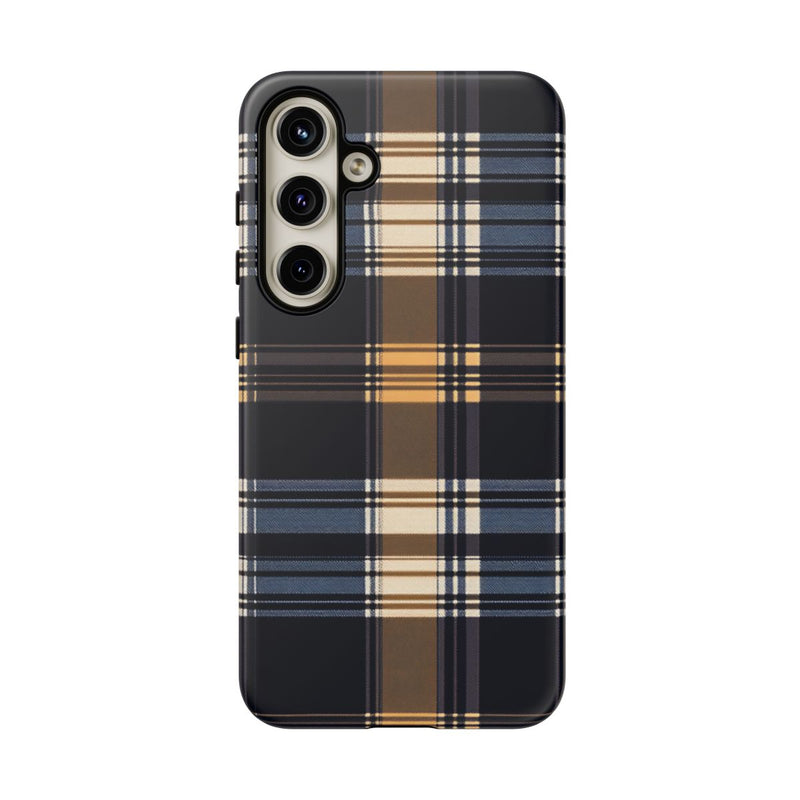 Caramel en Donkerblauw Geruit Patroon