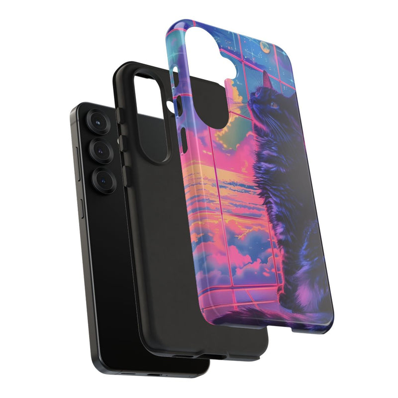 Lofi Vaporwave Kat met Neonlucht