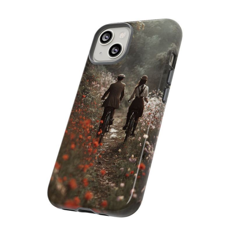 Fietsend Stelletje op Bloemenpad