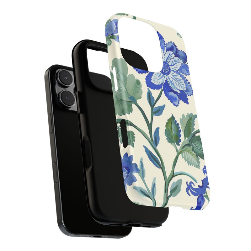 Blauw Waterverf Bloemenpatroon