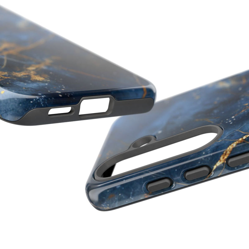 Blauw Marmerpatroon met Gouden Adering