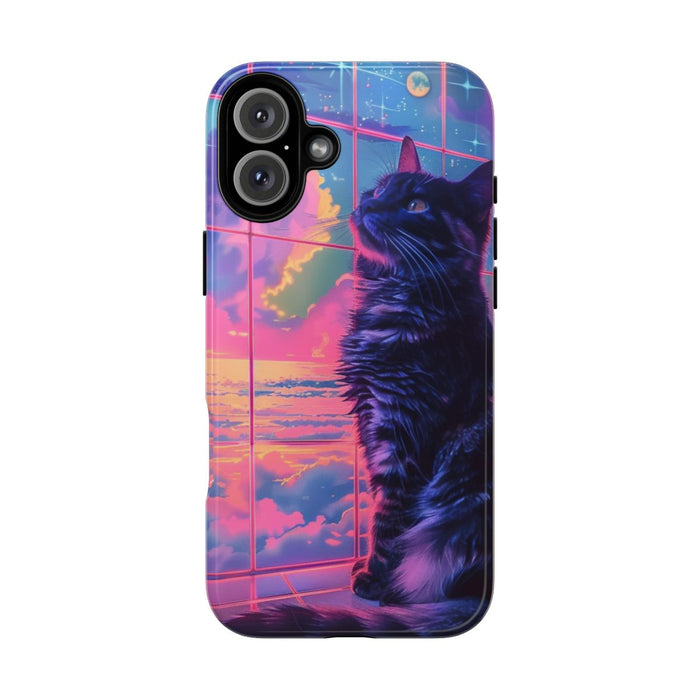 Lofi Vaporwave Kat met Neonlucht